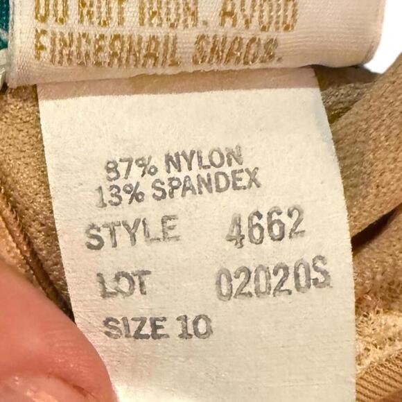 Sirena 80s Floral Skirted Swimsuit – Green & Purple Retro Swim Dress, Size 10 - Picture 6 of 6